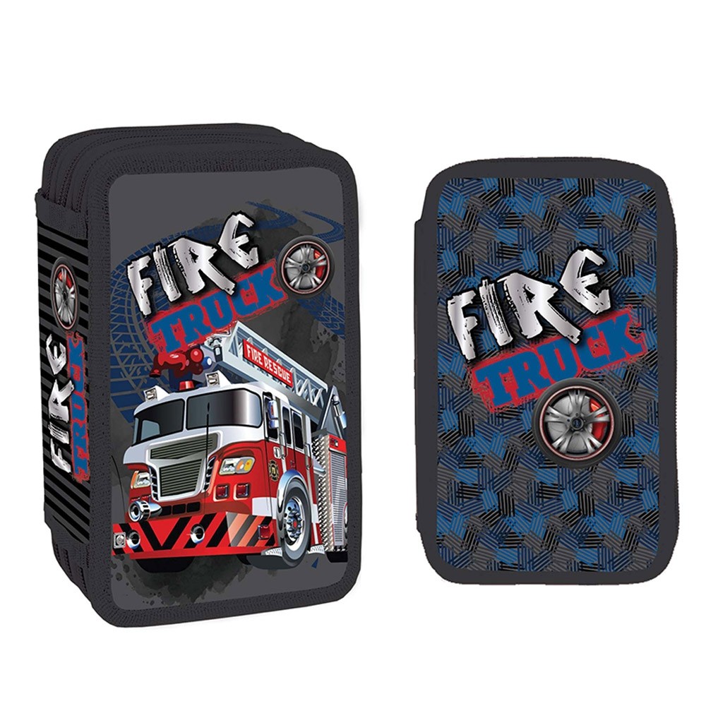 Penar imprimeu FIRE TRUCK, echipat, 3 compartimente, material textil, 39 de piese - imagine 6